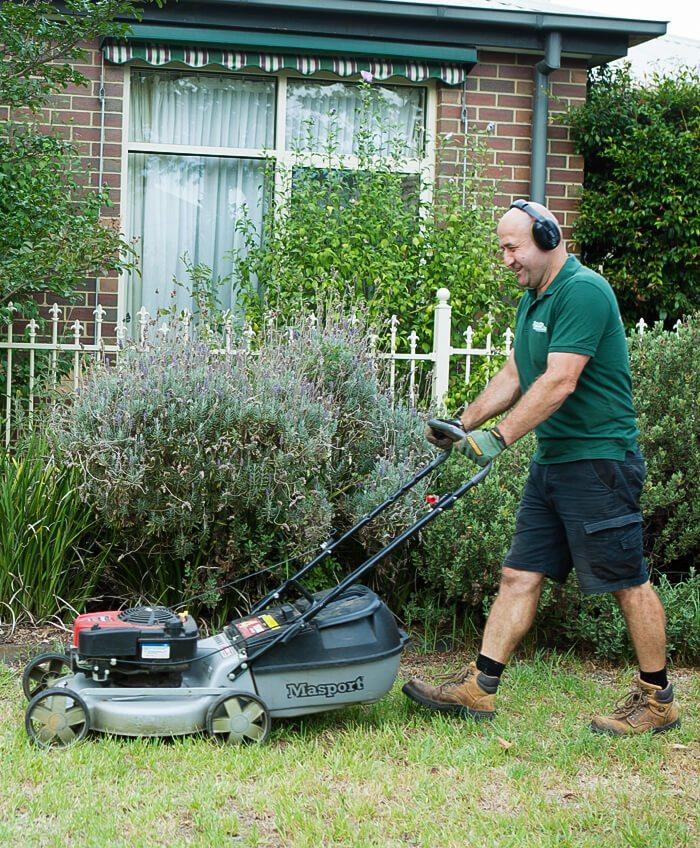 Fantastic Gardener mowing a lawn