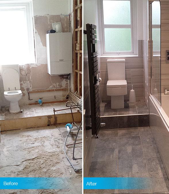 Before & After image of bathroom refurbishment project