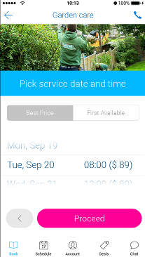 GoFantastic app booking options screenshot